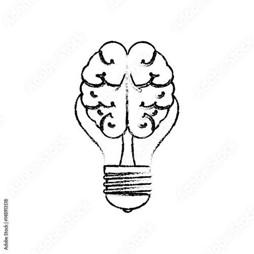 brain bulb light icon over white background. vector illustration