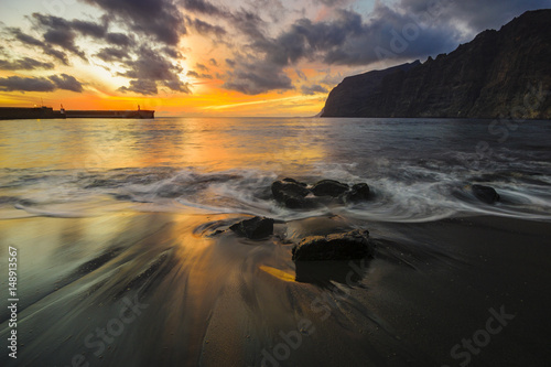 Los Gigantes rocks in the light of the setting sun
