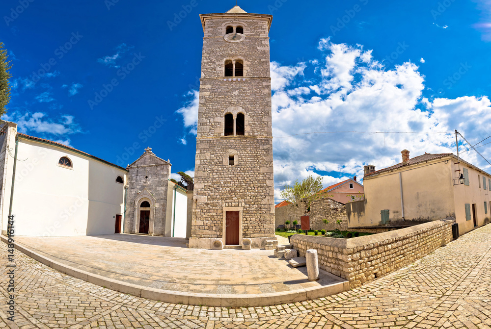 Cobbled street of Nin panoramic view