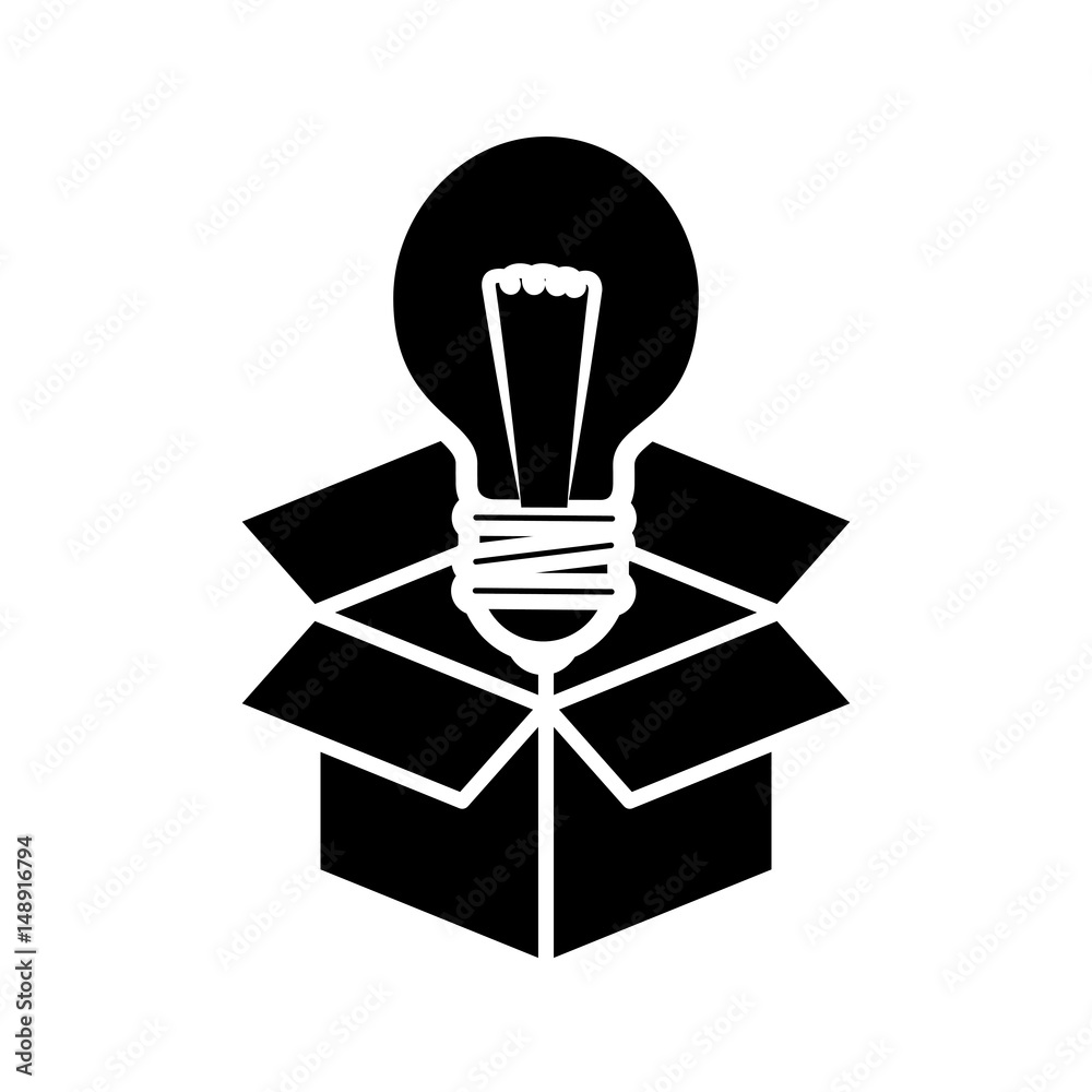 carton box with bulb light icon over white background. vector illustration carton box with bulb light icon over white background. vector illustration