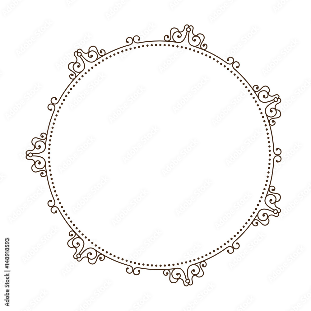 decorative vintage frame in circle shape icon over white background. vector illustration - obrazy, fototapety, plakaty 