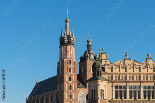 Cracow (Krakow), Poland - Landmarks of the Old Town - St. Mary's Basilica and the Cloth Hall