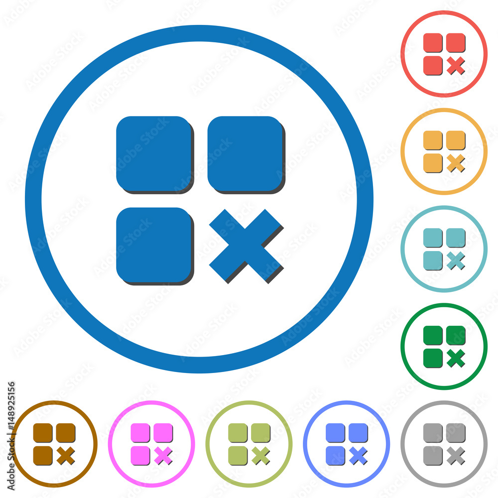 Component cancel icons with shadows and outlines Component cancel icons with shadows and outlines