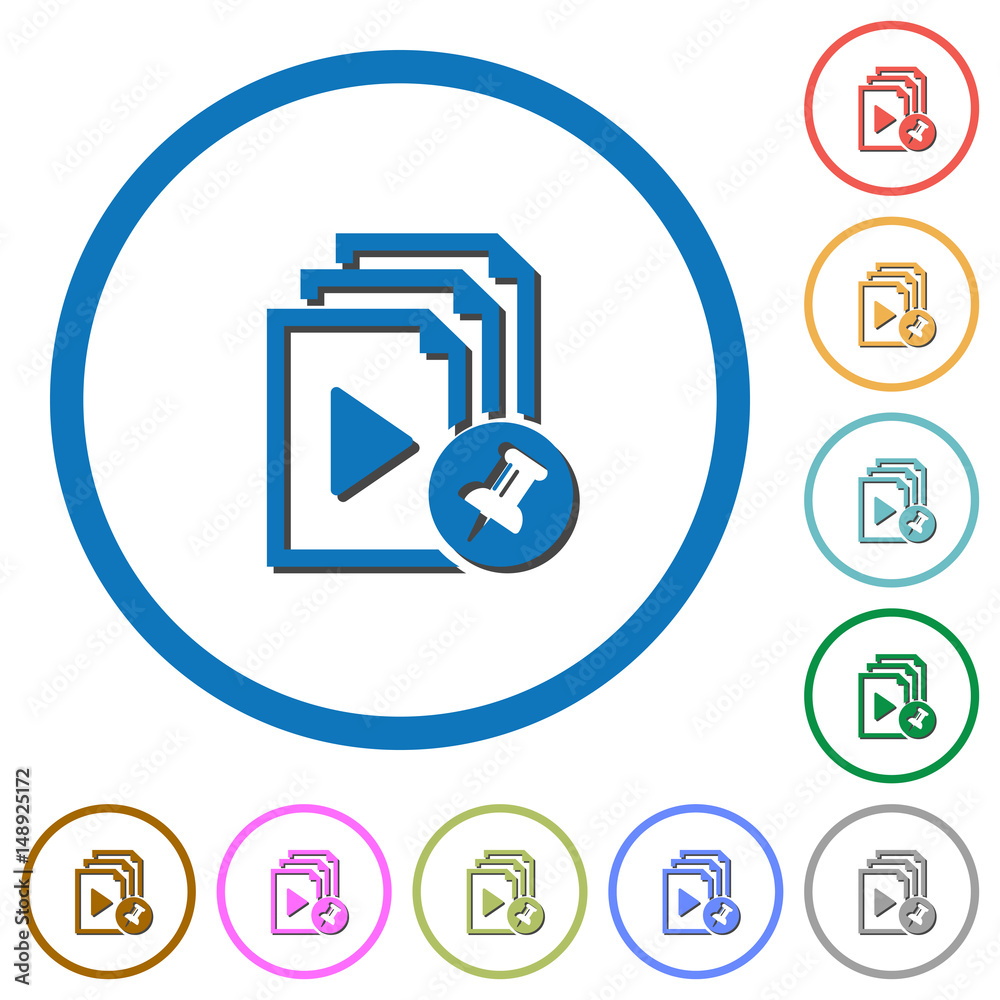 Pin playlist icons with shadows and outlines Pin playlist icons with shadows and outlines