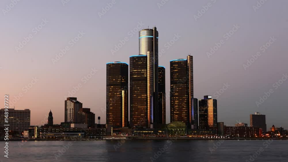 4K UltraHD Night timelapse of the Detroit skyline 4K UltraHD Night timelapse of the Detroit skyline