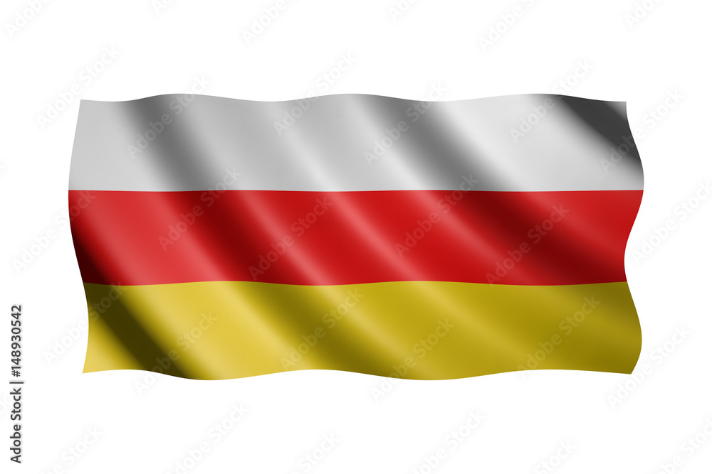 Flag of Ossetia isolated on white, 3d illustration Flag of Ossetia isolated on white, 3d illustration