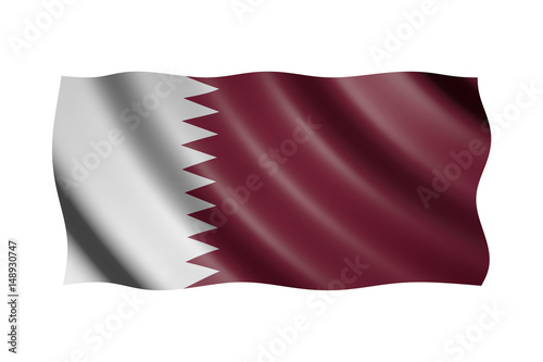 Flag of Qatar isolated on white, 3d illustration