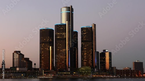 4K UltraHD Day to night timelapse of the Detroit skyline