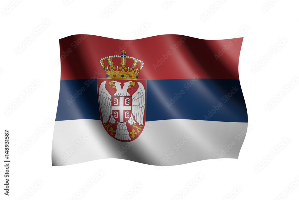 Flag of Serbia isolated on white, 3d illustration Flag of Serbia isolated on white, 3d illustration