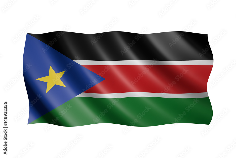 Obraz premium Flag of South Sudan isolated on white, 3d illustration