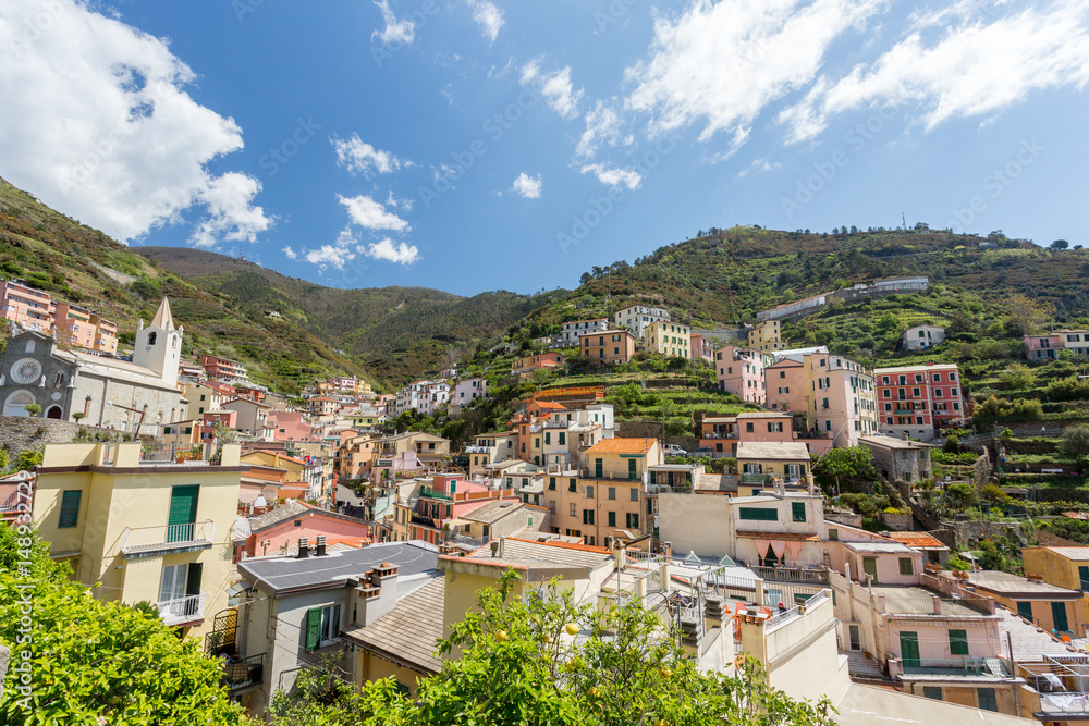 Colourful Riomaggiore in National park Cinque Terre, Liguria, Italy