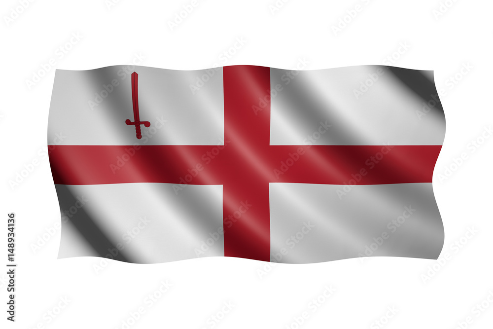 Flag of the City of London isolated on white, 3d illustration