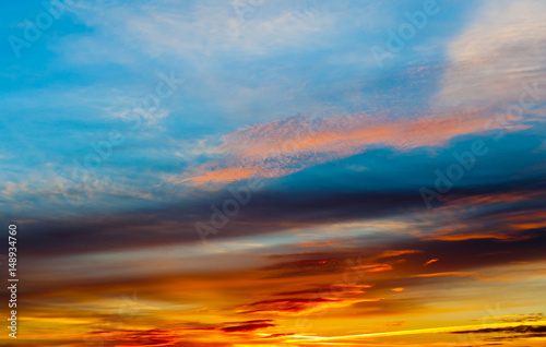 Blue sky with clouds on sunset