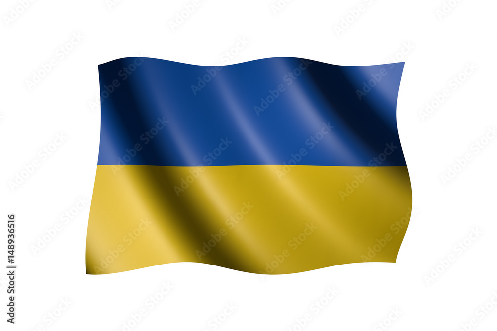 Flag of Ukraine isolated on white, 3d illustration Flag of Ukraine isolated on white, 3d illustration