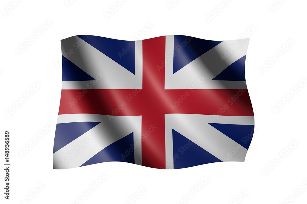 Obraz premium Flag of Great Britain isolated on white, 3d illustration