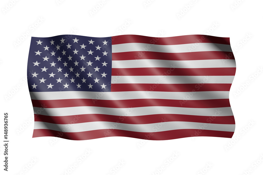 Obraz premium Flag of the United States of America isolated on white, 3d illustration