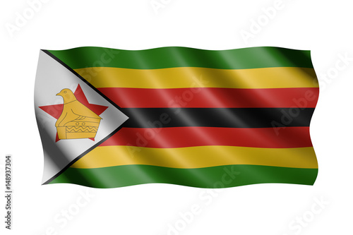 Flag of Zimbabwe isolated on white  3d illustration