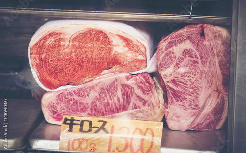 High quality beef in Japan, vintage filter image photo