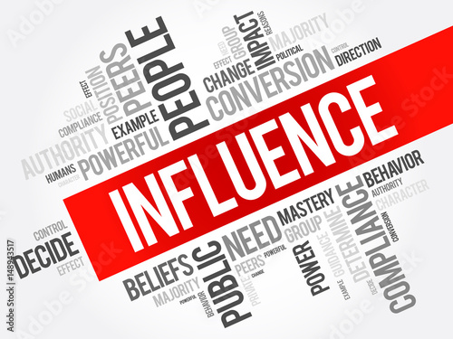 Influence word cloud collage, business concept background