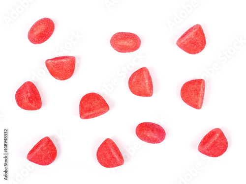 Red jelly candy isolated on white background 