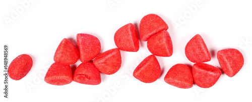 Red jelly candy isolated on white background 