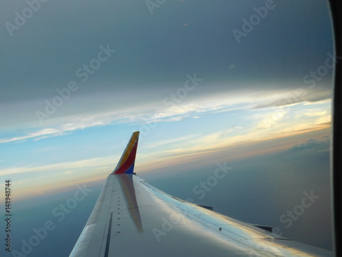 Airplane wing Sunset