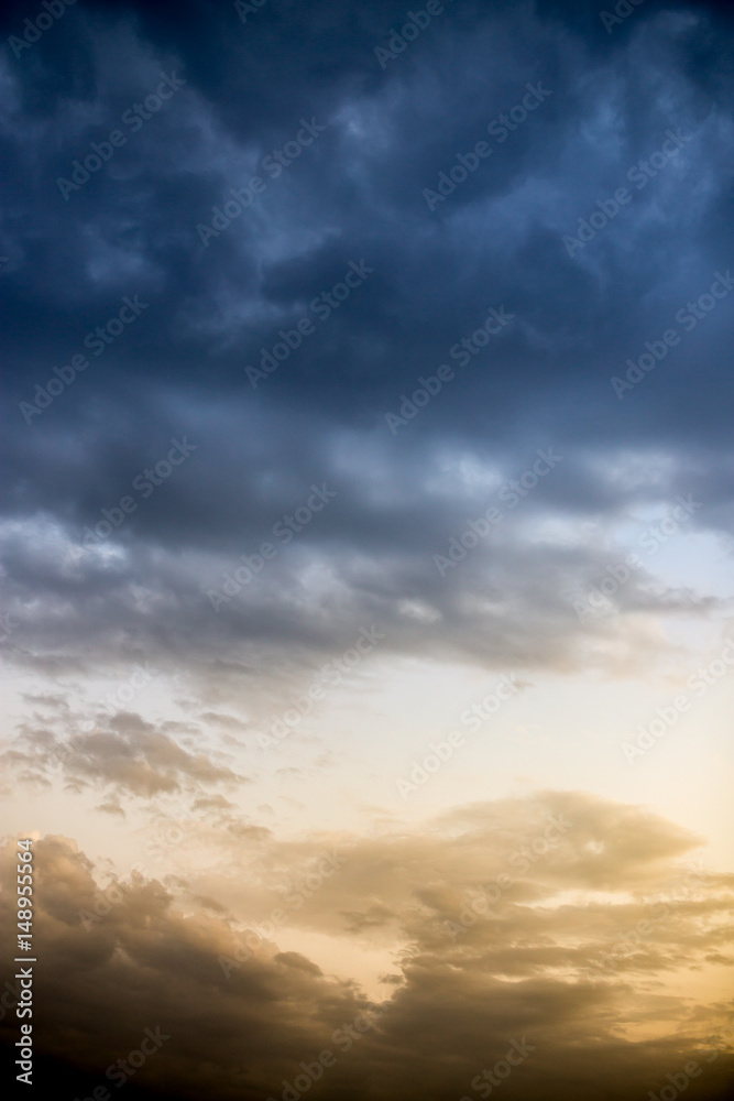 Fototapeta premium Beautiful clouds at sunset after rain as background .