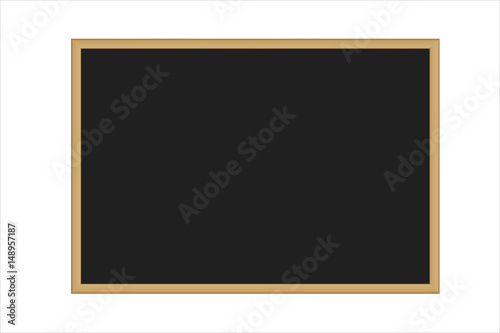 Realistic vector illustration of empty school blackboard with wooden frame