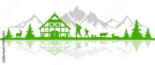 Silhouette Berge Wanderer