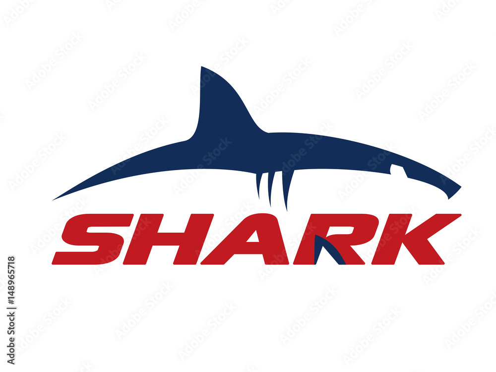Naklejka premium Great white shark logo sign vector illustration isolated on white background