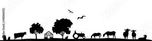 Silhouette Feld und Tiere