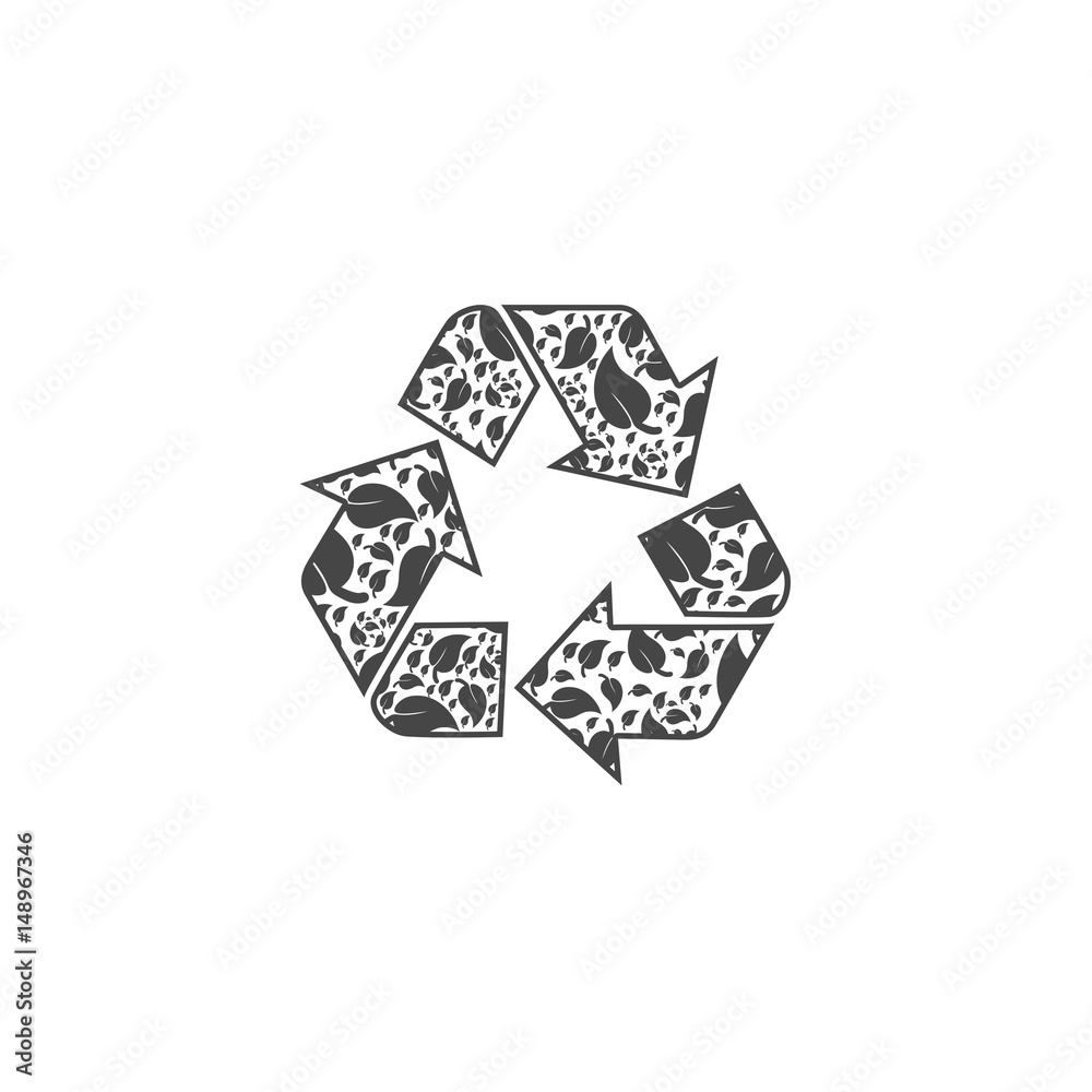 Leaf in Recycling Symbol Icon Flat Graphic Design - Illustration Leaf in Recycling Symbol Icon Flat Graphic Design - Illustration