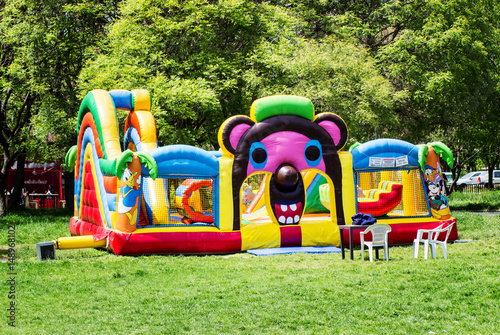 Trampoline, inflatable attraction