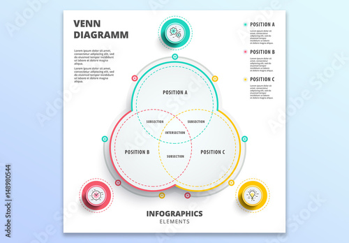 Venn Diagram Infographic with Illustrated Icons