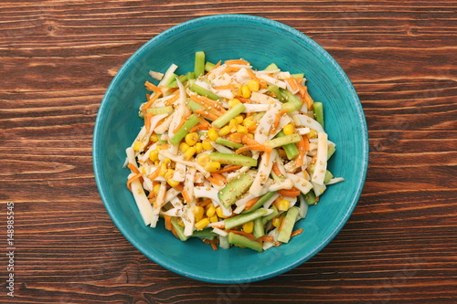 Calamari salad with carrot and cucumber