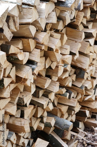 Holz - Brennholz gestapelt / Hochformat