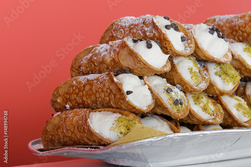 Italian culinary baking sweet dessert Cannoli Sicilian