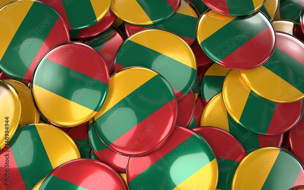 Lithuania Badges Background - Pile of Lithuanian Flag Buttons. Lithuania Badges Background - Pile of Lithuanian Flag Buttons.
