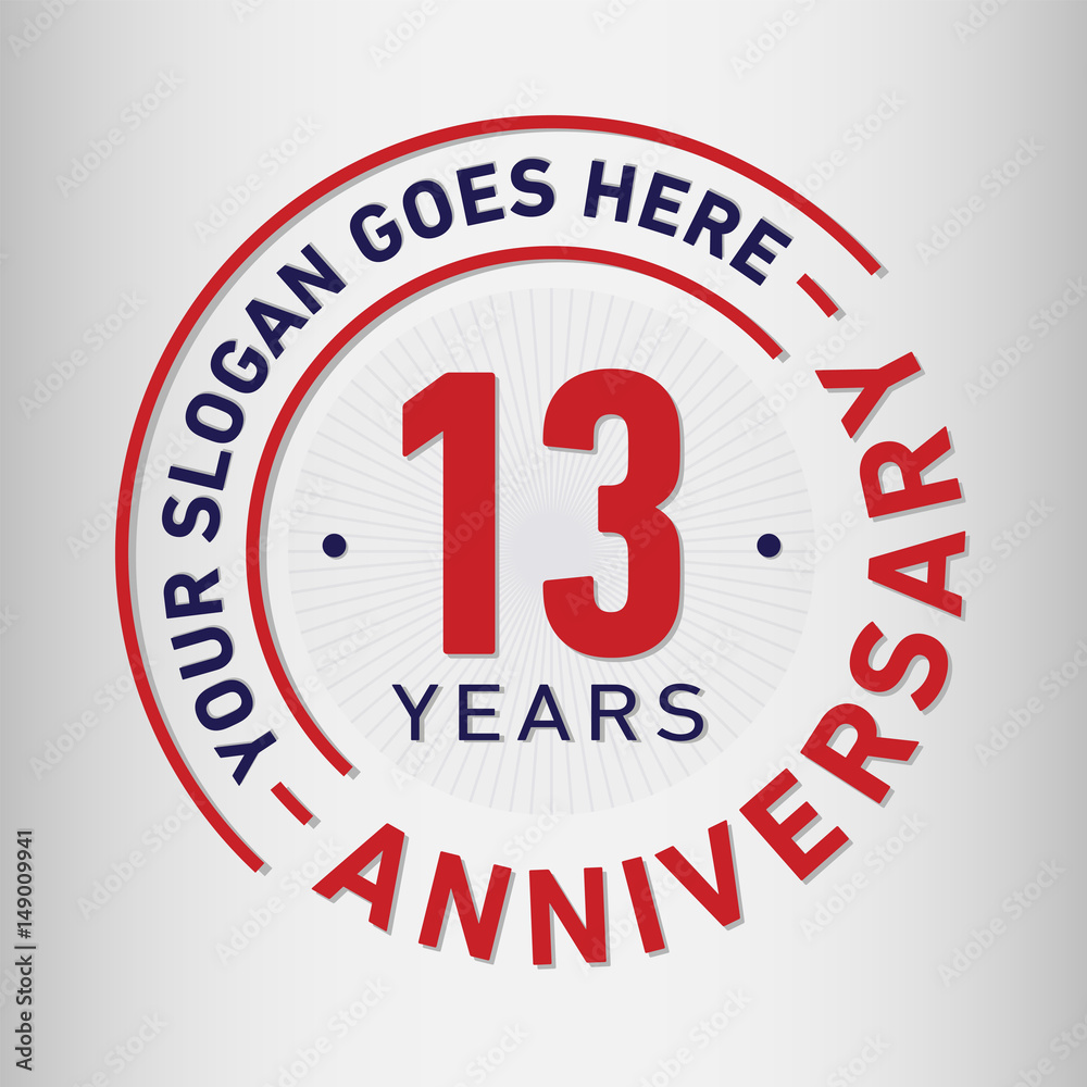 13 years anniversary logo template. Vector and illustration. 13 years anniversary logo template. Vector and illustration.
