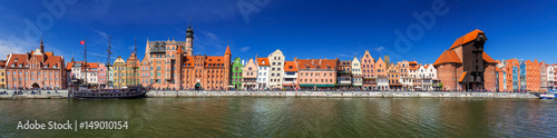 Panorama of the old town of Gdansk at Motlawa river, Poland