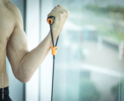 Man exercising with bands