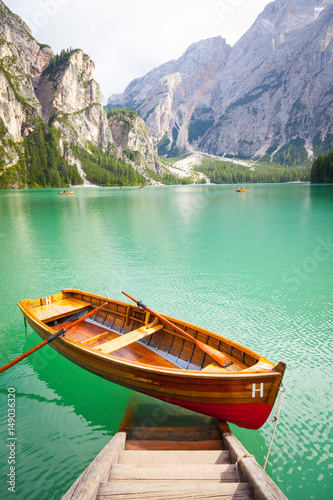 Braies Lake in Dolomiti region  Italy