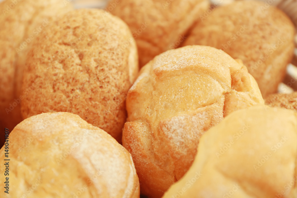 Different fresh bread loaves, closeup Different fresh bread loaves, closeup