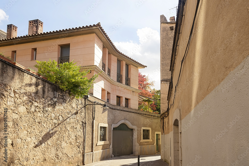 Narrow street in old town of Girona
