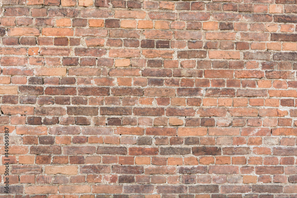 Texture ancient brick wall, horizontal arrangement of old brickwork, abstract background Texture ancient brick wall, horizontal arrangement of old brickwork, abstract background