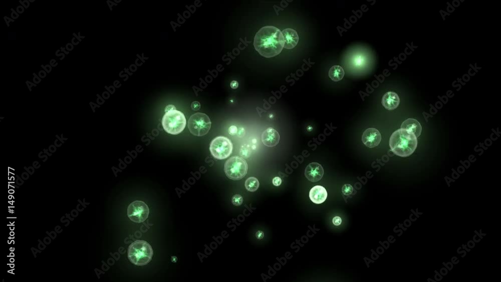 4k Abstract lightning bubbles blisters flying round circular ball dots space particles