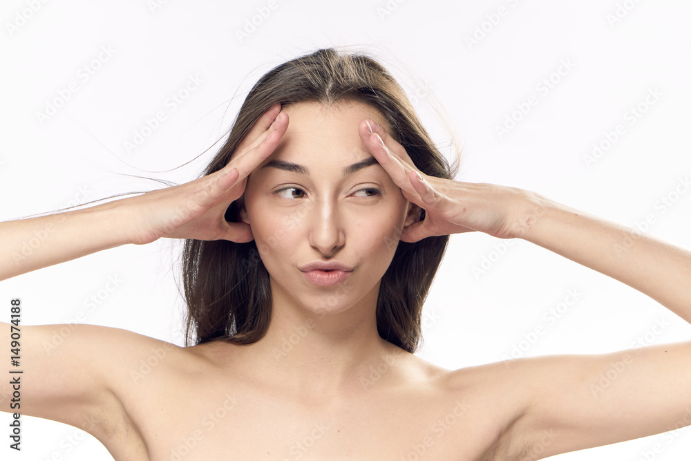 young nude woman with curvy face young nude woman with curvy face