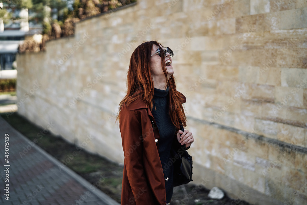 cheerful woman in glasses, emotions, wall, cheerful woman in glasses, emotions, wall,