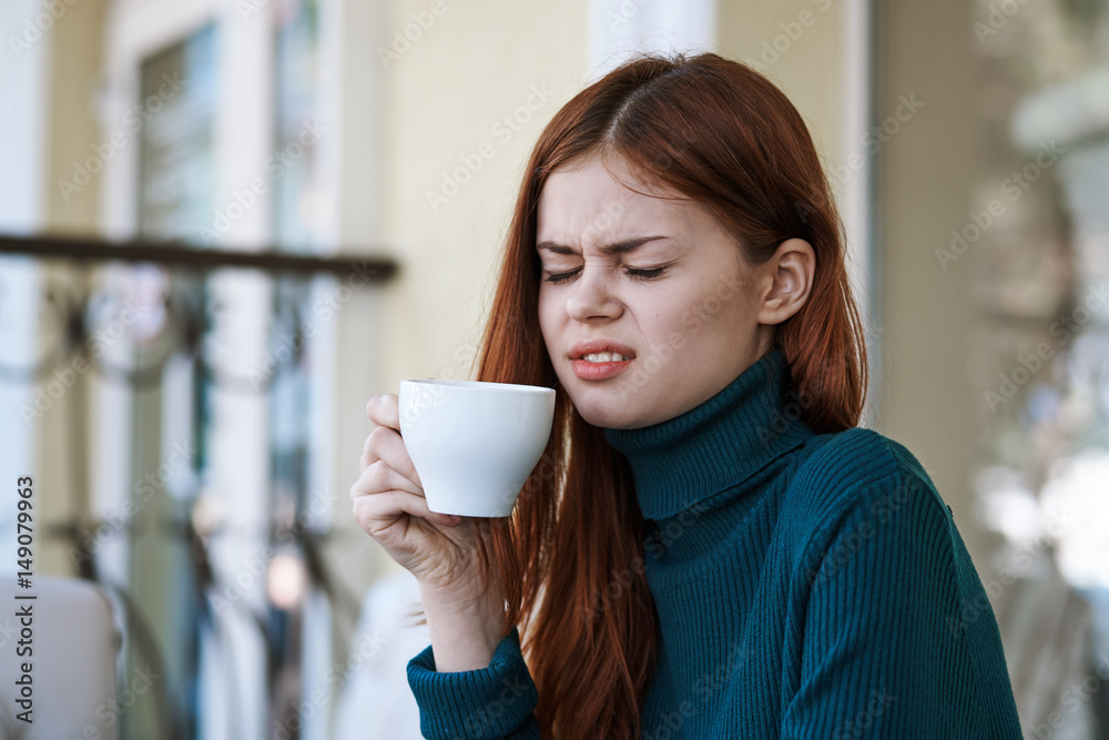 woman with a mug of tea, coffee, emotions woman with a mug of tea, coffee, emotions