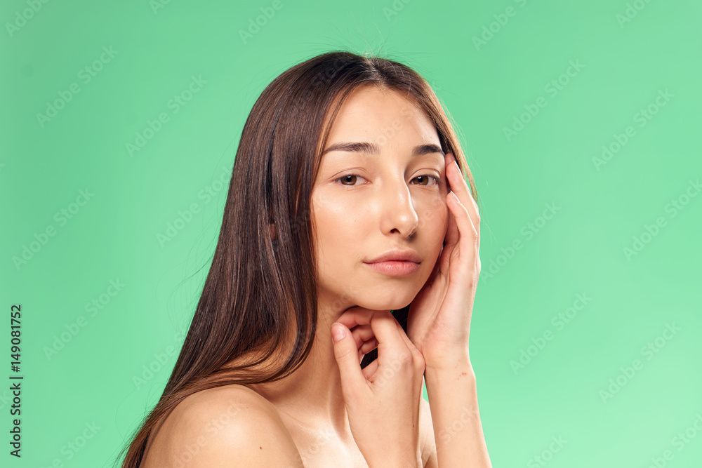naked woman on a green background naked woman on a green background